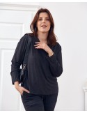 Classic V-neck blouse, black, FG561 - Online store - Boutique